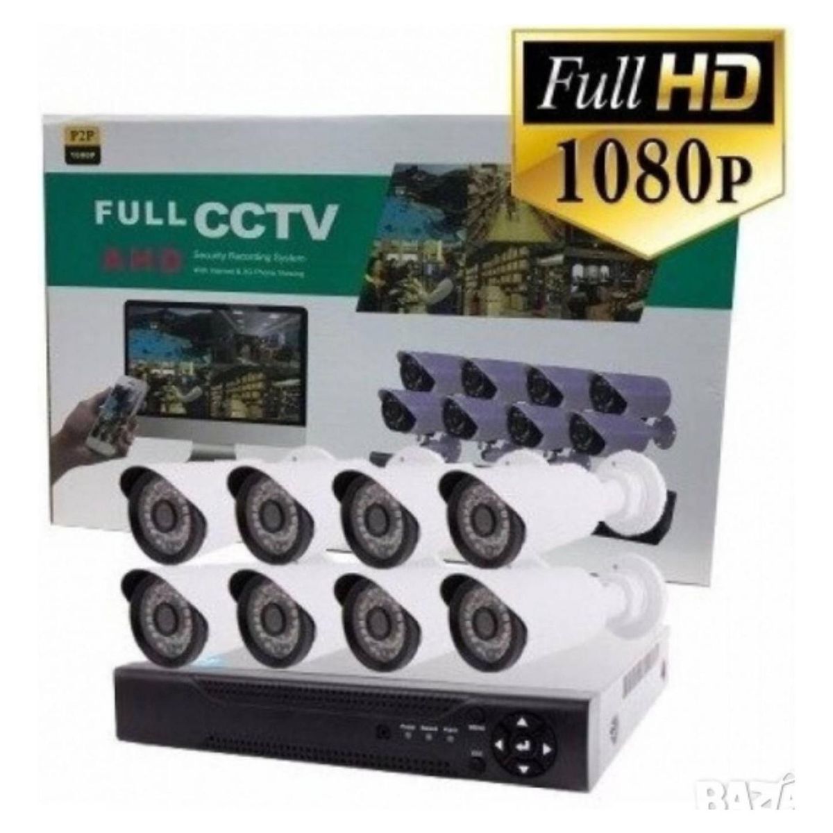 IMPORTCLICK - Kit CCTV 8 Cámaras De Seguridad Mas DVR 1080p Full HD