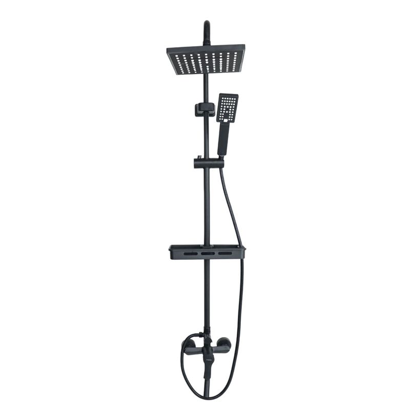 IMPORTCLICK - Ducha Columna Llave Monomando Moderna Cuadrada Acero Negro - Negro