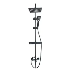 IMPORTCLICK - Ducha Columna Llave Monomando Moderna Cuadrada Acero Negro - Negro
