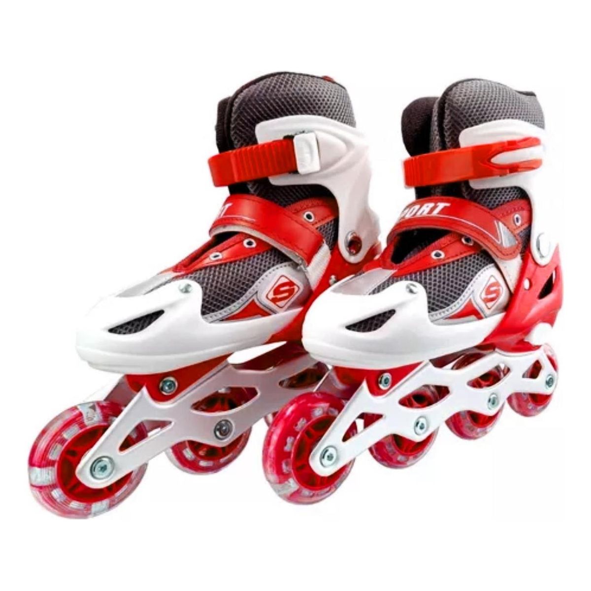 IMPORTCLICK - Patines Roller Línea Juveniles Ajustable Rojo S