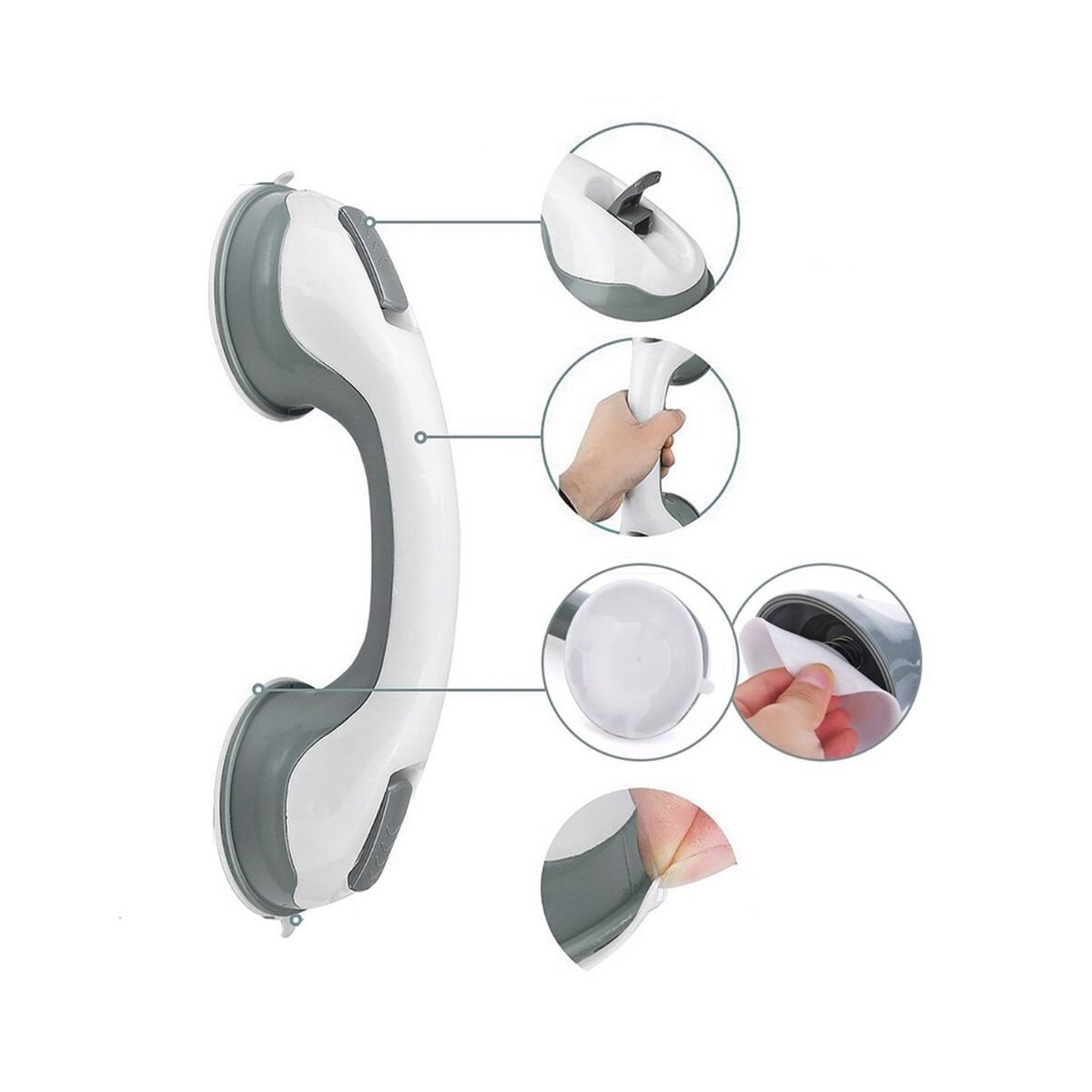 IMPORTCLICK - Set 2 Asas Agarradera Seguridad Manilla Baño 29 CM - Gris