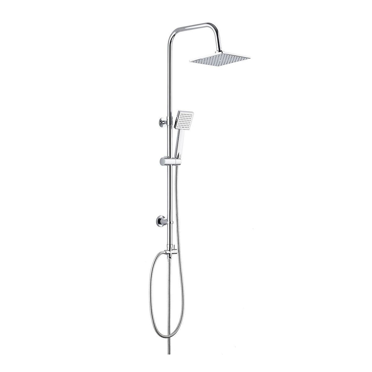 IMPORTCLICK - Columna Ducha Plato Llave Monomando 2 en 1 Moderno Cuadrado - Plateado