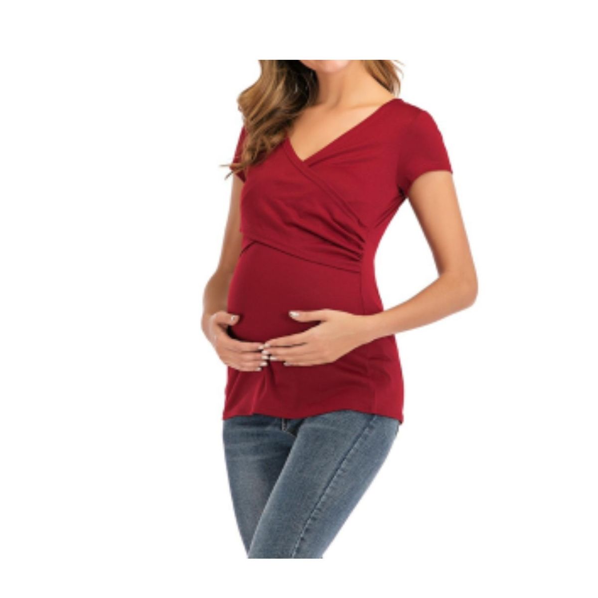 KIVARA - Polera Lactancia Maternidad Sofia Manga Corta Roja