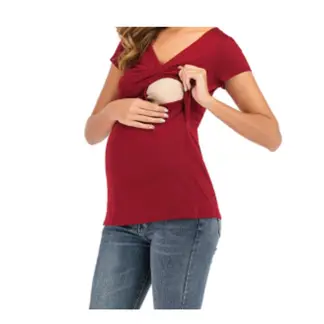 KIVARA - Polera Lactancia Maternidad Sofia Manga Corta Roja