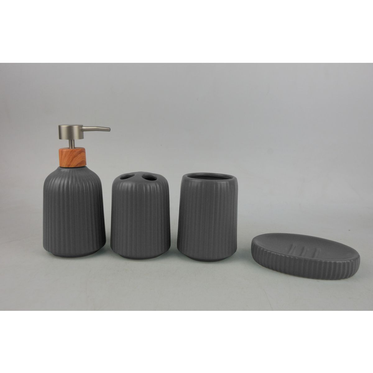 CHANTILLY - Set Accesorios Baño 4 Piezas Vellon Gris CHANTILLY