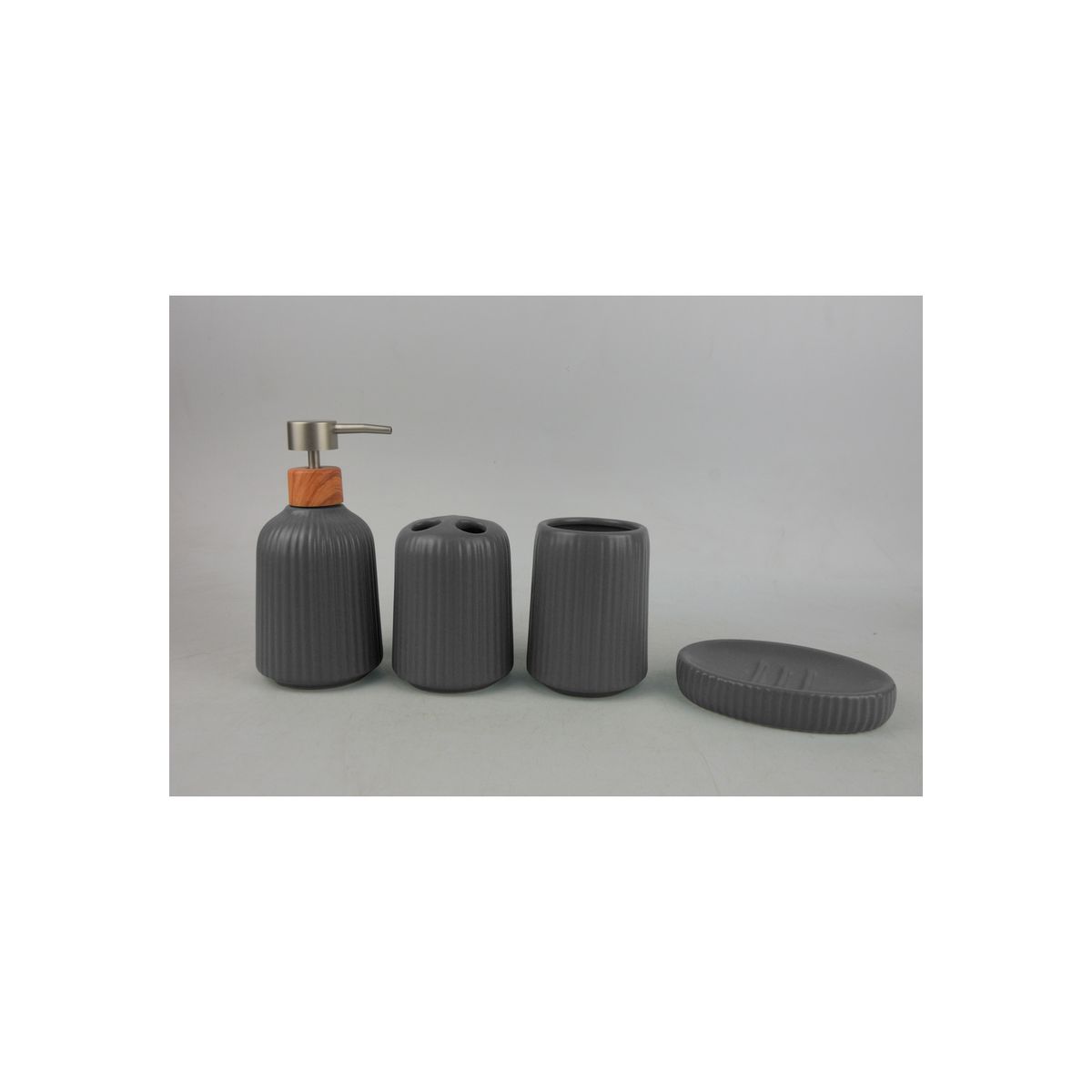 CHANTILLY - Set Accesorios Baño 4 Piezas Vellon Gris CHANTILLY