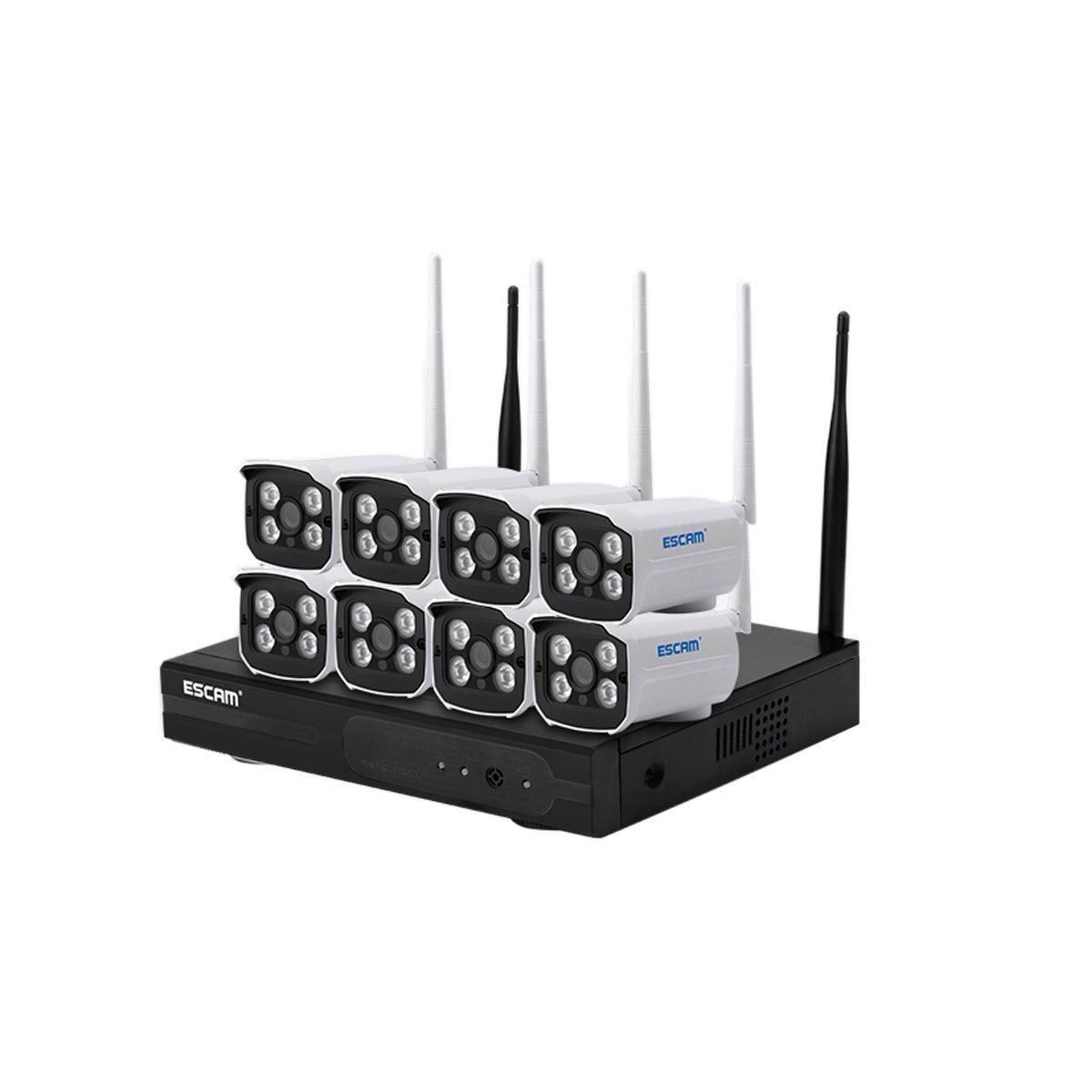 ESCAM - Kit Nvr Sistema 8 Cámaras De Seguridad Wifi Wnk803 3MP