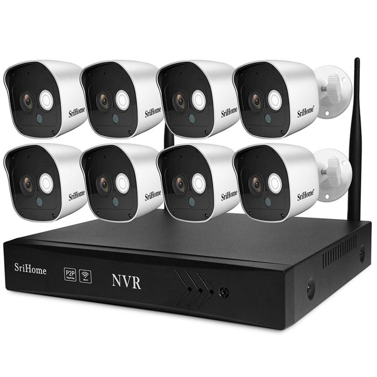 SRICAM - KIT NVR IP WIFI 8 Cámaras Full HD 2MP Sricam NVS002