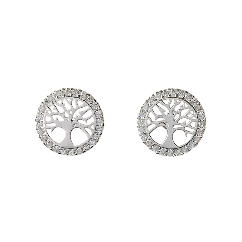 ANDREA COGGIOLA JOYAS - Aros Redondo Árbol De La Vida Circón Plata Fina 925