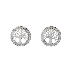 ANDREA COGGIOLA JOYAS - Aros Redondo Árbol De La Vida Circón Plata Fina 925
