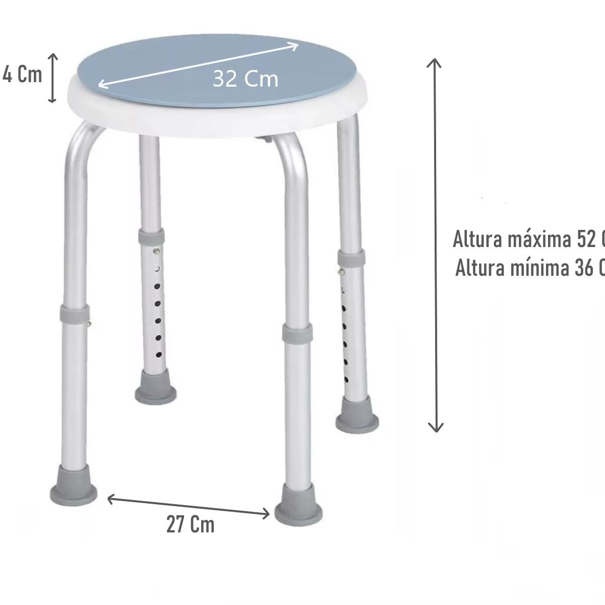 GENERICO - Piso Silla De Ducha Giratorio Redondo Altura Ajustable 103C