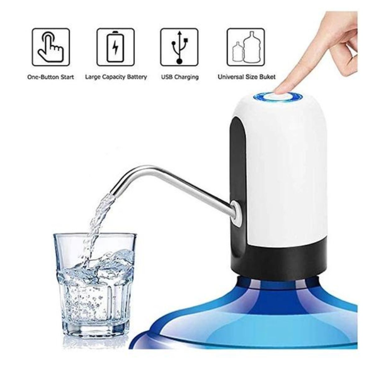 GENERICO - Dispensador de agua purificada eléctrico recargable USB para bidón