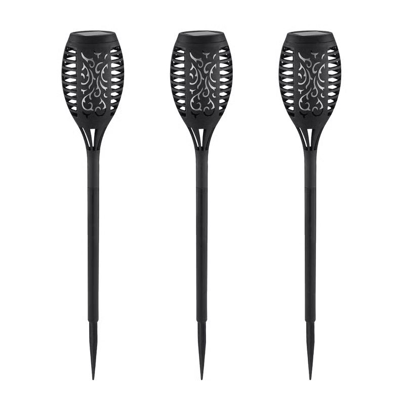 GENERICO - Pack 3 Lampara Solar Led Flama Antorcha Flama Con Estaca