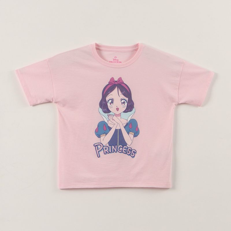 DISNEY - Polera Manga Corta Niña Blanca Nieves Princesas Rosado Disney