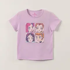 DISNEY - Polera Manga Corta Niña Princesas Lila