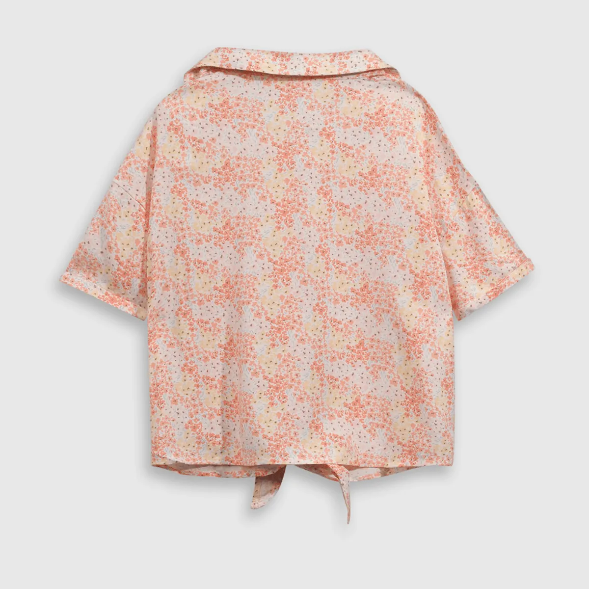 COLLOKY - Blusa de viscosa liviana semi corta con lazo y hombros caídos