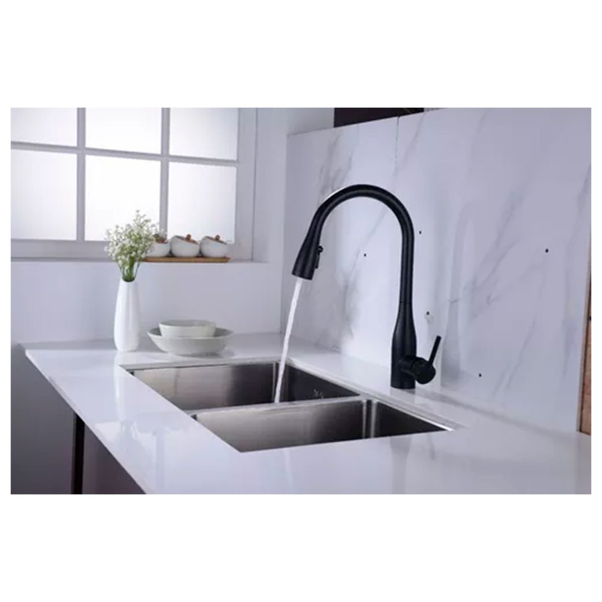 GENERICO - Llave Monomando Lavaplatos Profesional Extraíble Negra