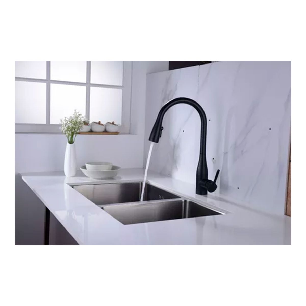 GENERICO - Llave Monomando Lavaplatos Profesional Extraíble Negra