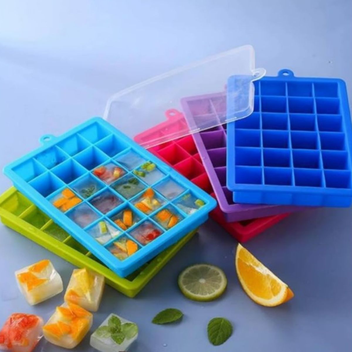 GENERICO - Cubetera Silicona Con Tapa Colores Surtidos Molde Hielo