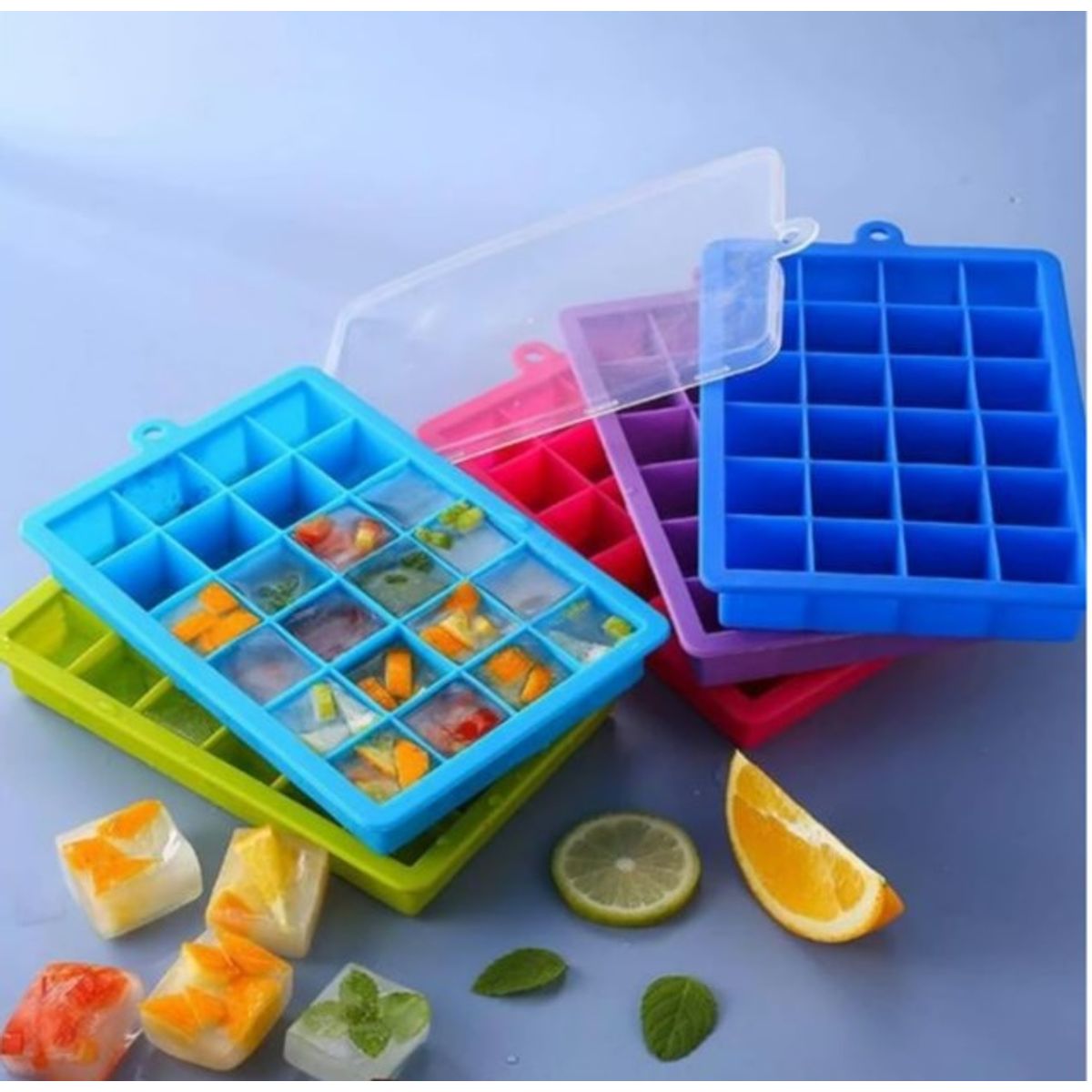 GENERICO - Cubetera Silicona Con Tapa Colores Surtidos Molde Hielo