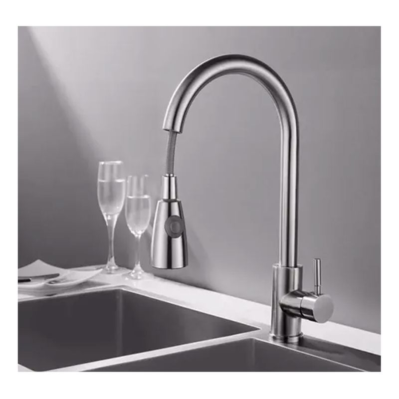 GENERICO - Llave Monomando Lavaplatos Profesional Extraíble Plateada