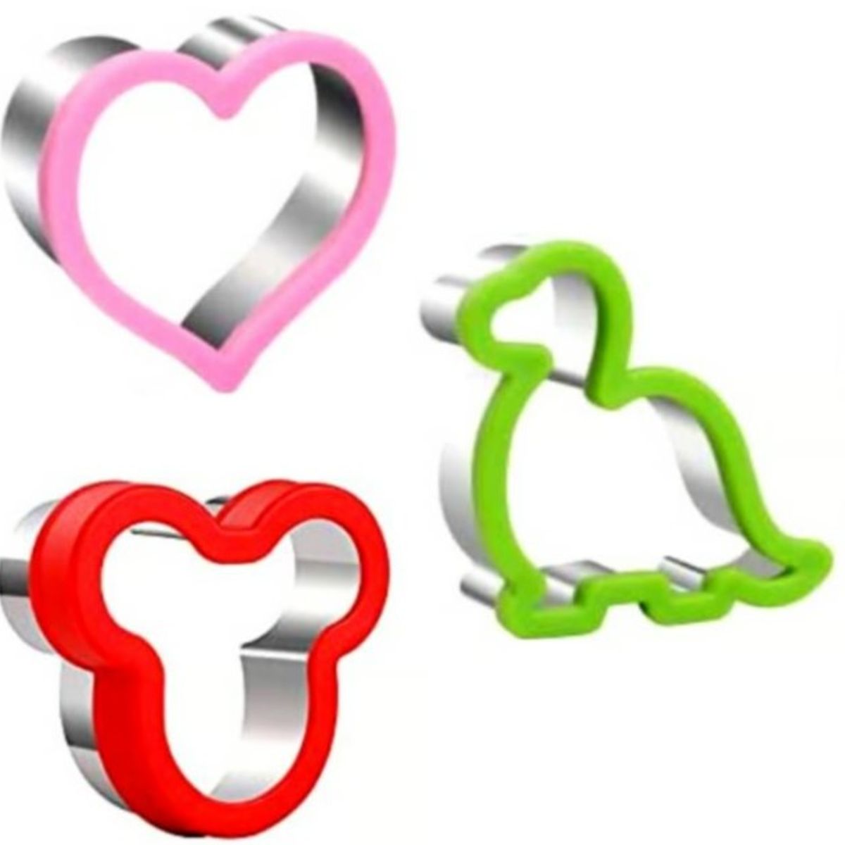 GENERICO - Cortadores Galletas Corazón Dinosaurio 3 Piezas