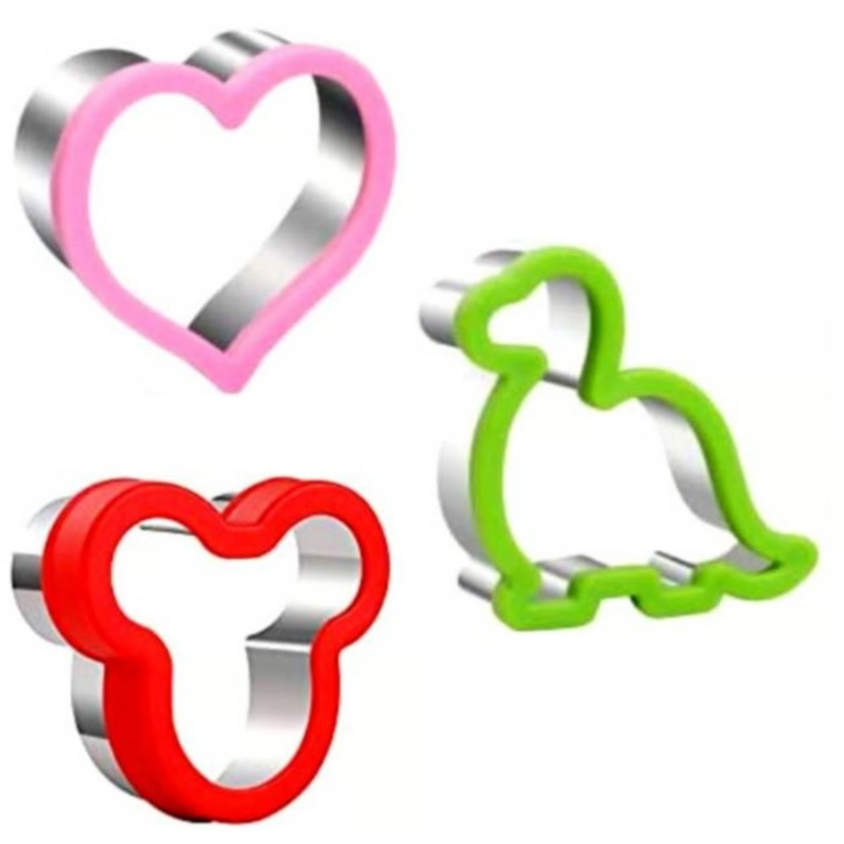 GENERICO - Cortadores Galletas Corazón Dinosaurio 3 Piezas