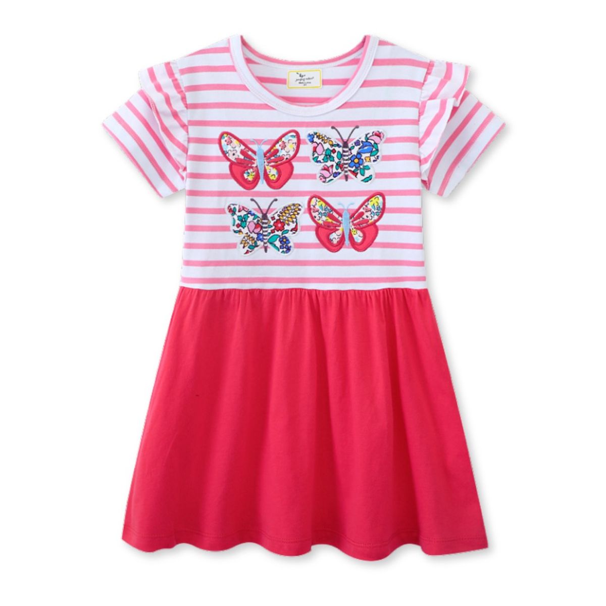 JUMP KIDS - Vestido Manga Corta Niña Estampado Mariposa Rosa