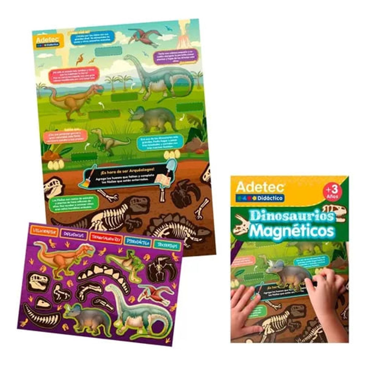 ADETEC - Dinosaurios Láminas Magnéticas Juega Y Aprende +3años