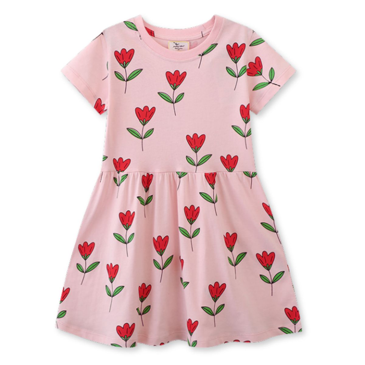 JUMP KIDS - Vestido Manga Corta Niña Estampado Rosa Princesa