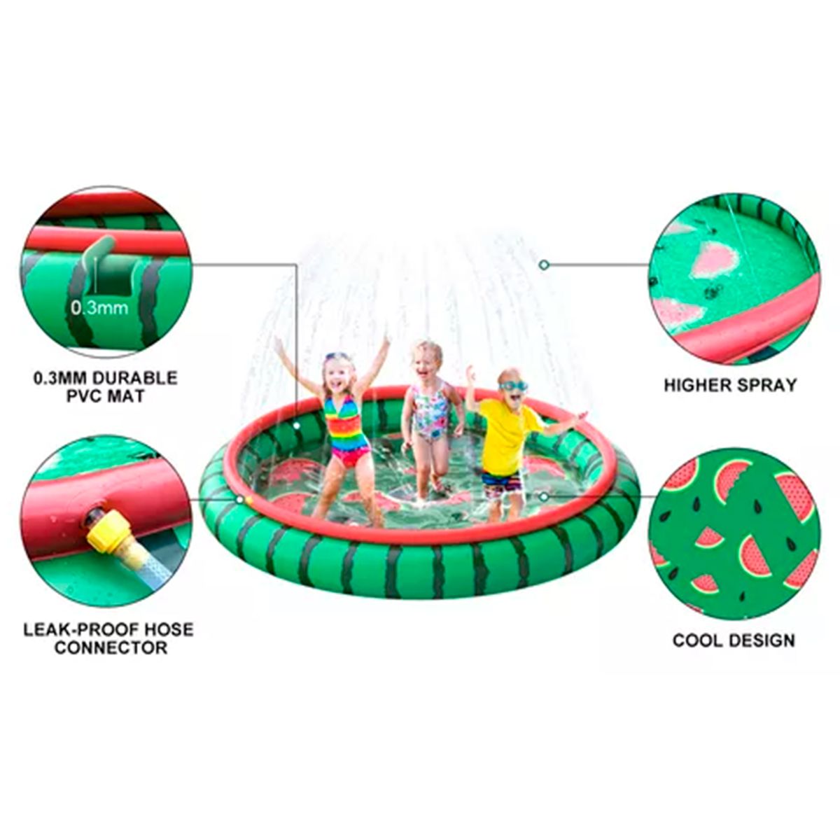 GENERICO - Piscina Inflable Lanza Agua Sandia 190cm