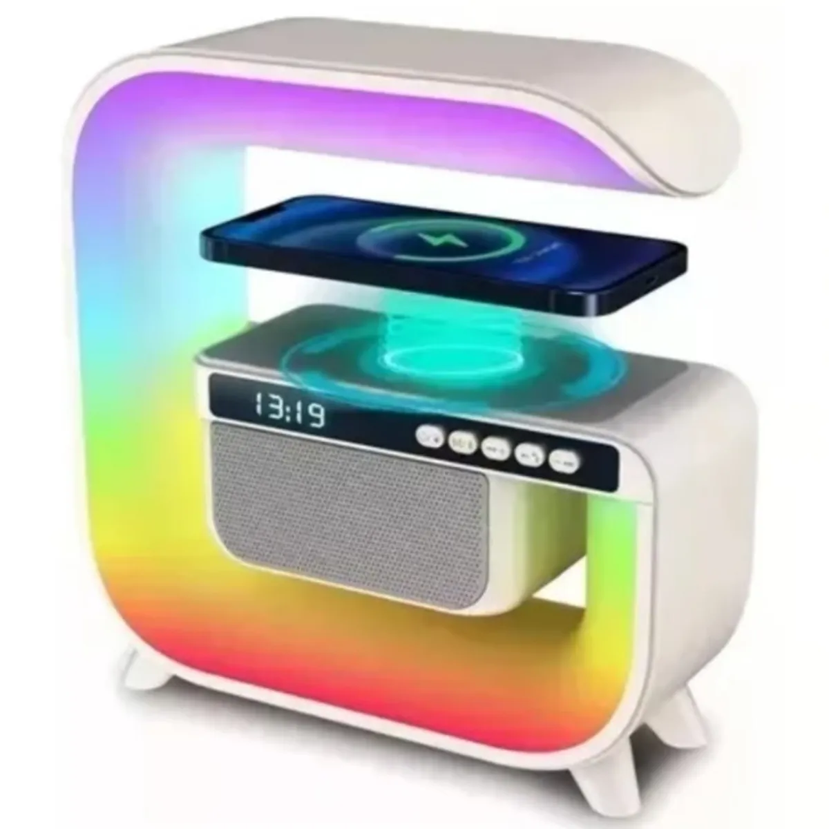 GENERICO - Lampara Parlante Bluetooth Cargador Inalámbrico Con Luz Rgb