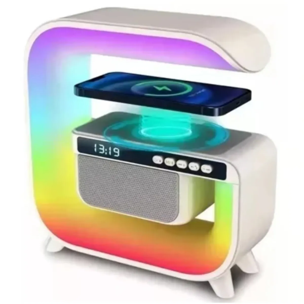 GENERICO - Lampara Parlante Bluetooth Cargador Inalámbrico Con Luz Rgb