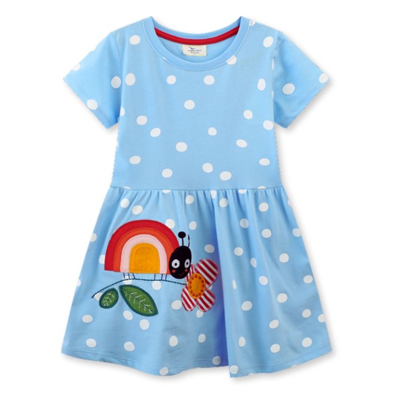JUMP KIDS - Vestido Manga Corta Niña Estampado Azul Cielo.-