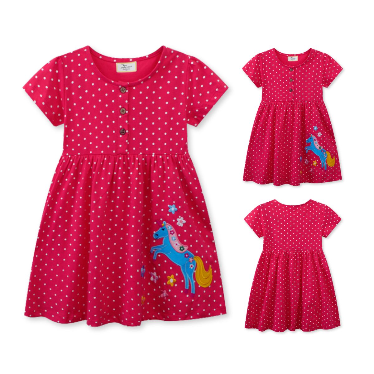 JUMP KIDS - Vestido Manga Corta Niña Estampado Unicornio