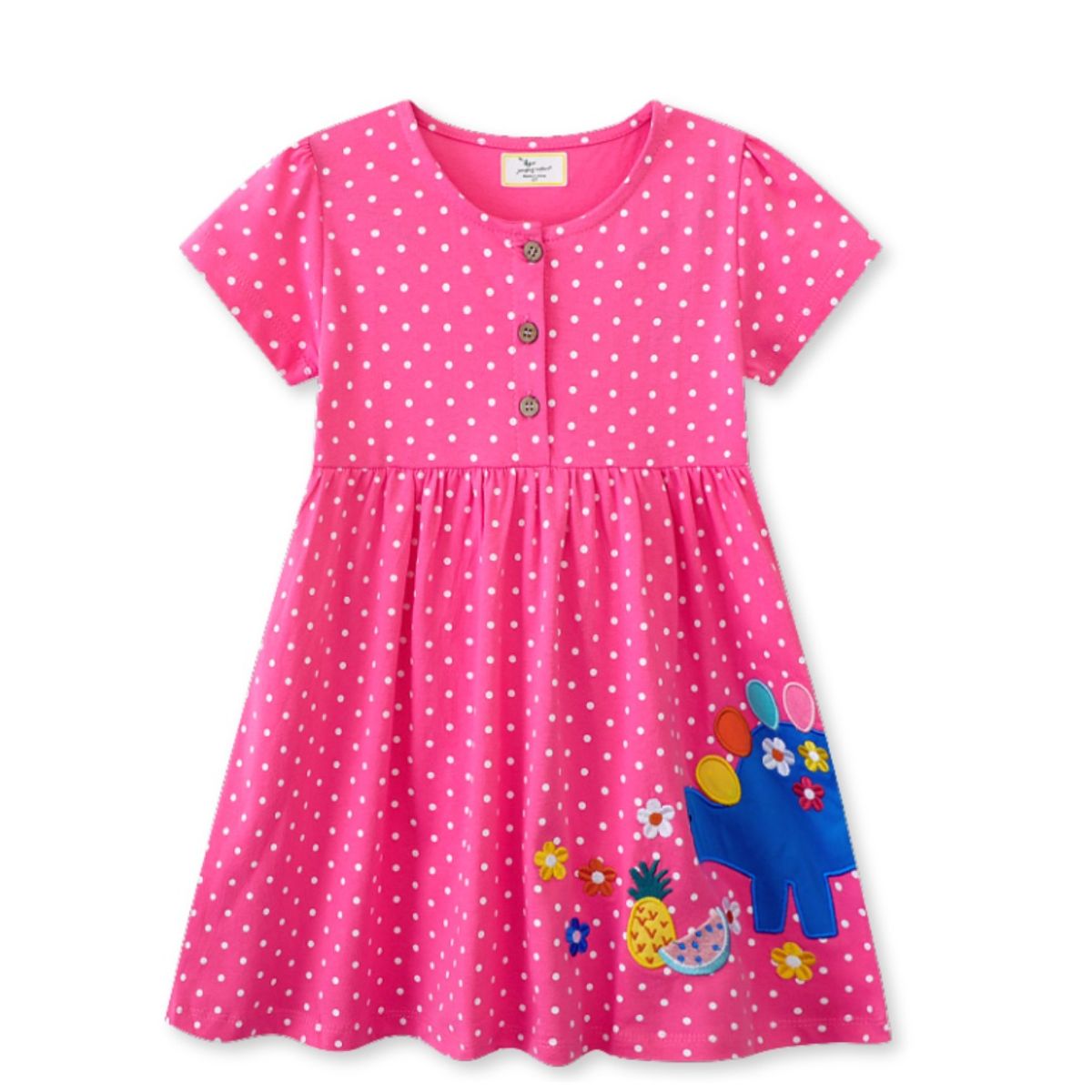 JUMP KIDS - Vestido Manga Corta Niña Estampado Rosa Primavera