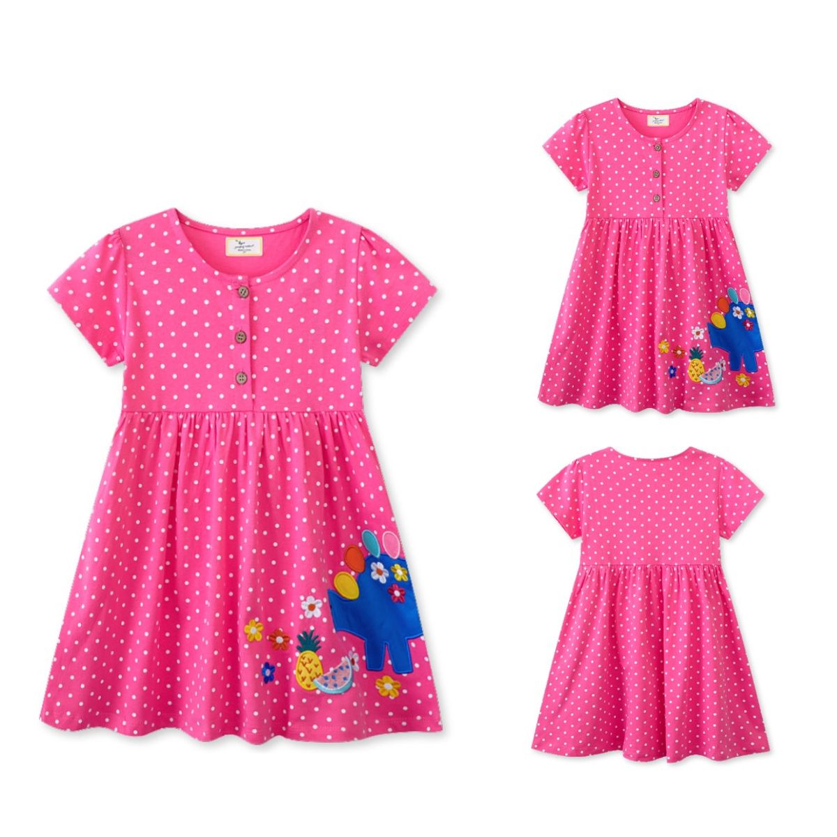 JUMP KIDS - Vestido Manga Corta Niña Estampado Rosa Primavera