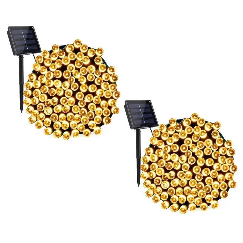GENERICO - PACK x2 Guirnalda solares 200 Led luces Calidas 20 Metros