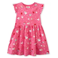 Vestido Manga Corta Niña Estampado Dulce Corazones
