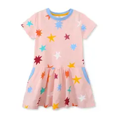 JUMP KIDS - Vestido Manga Corta Niña Estampado Naranja Pastel
