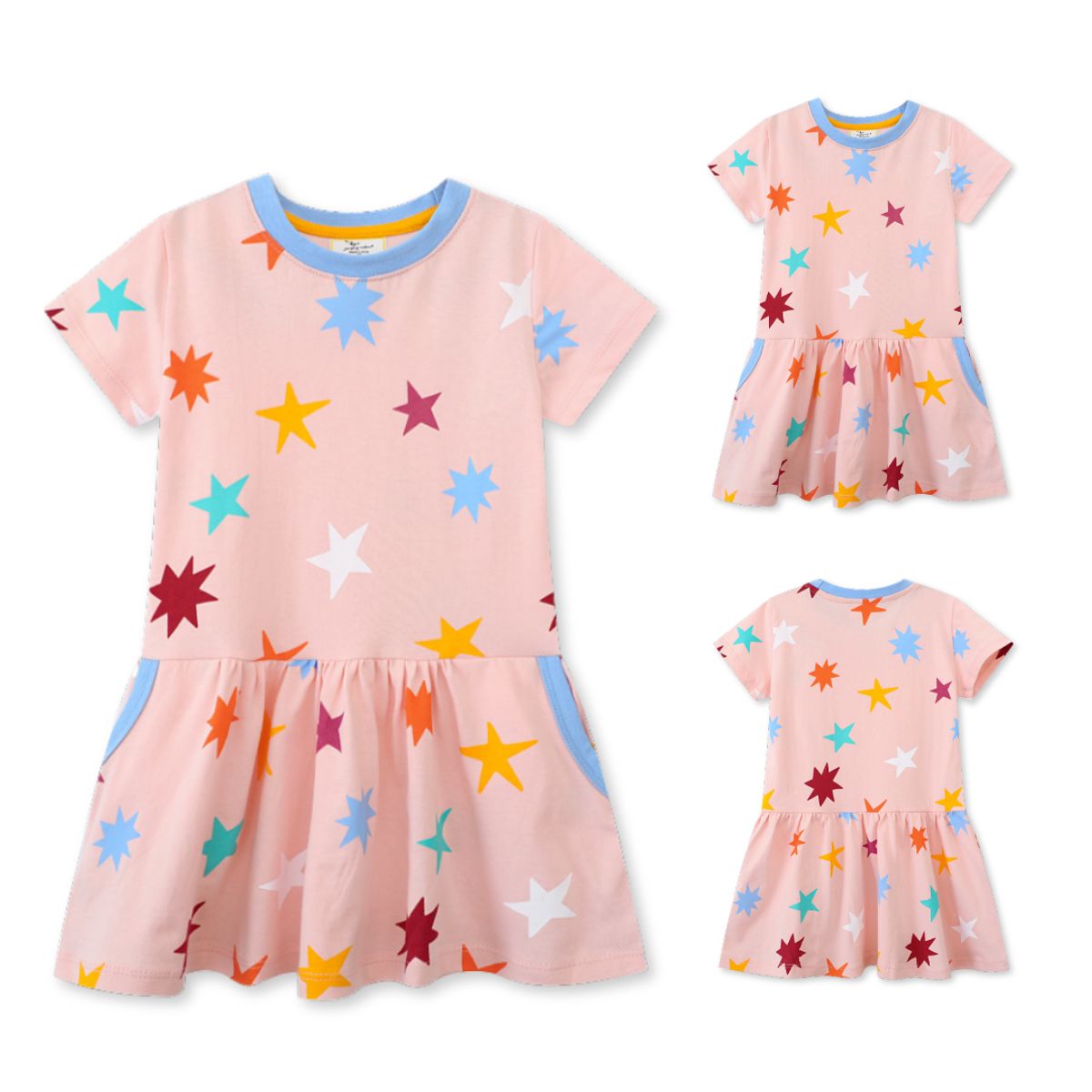 JUMP KIDS - Vestido Manga Corta Niña Estampado Naranja Pastel