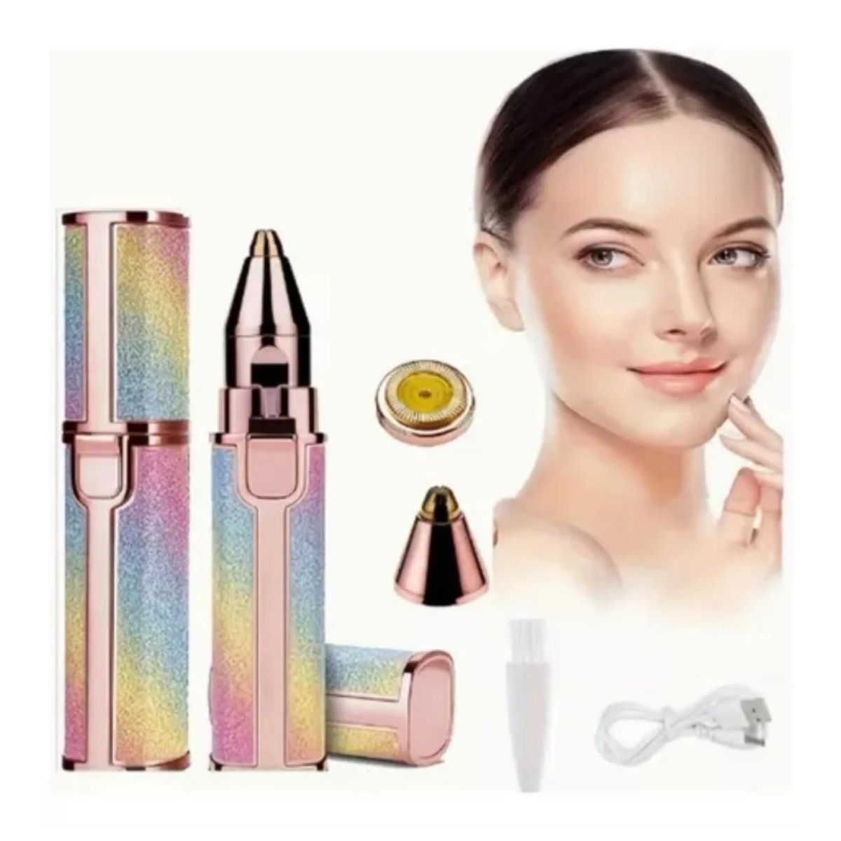 GENERICO - Depiladora Facial 2En1 Femenino Portatil Recargable Luz LED