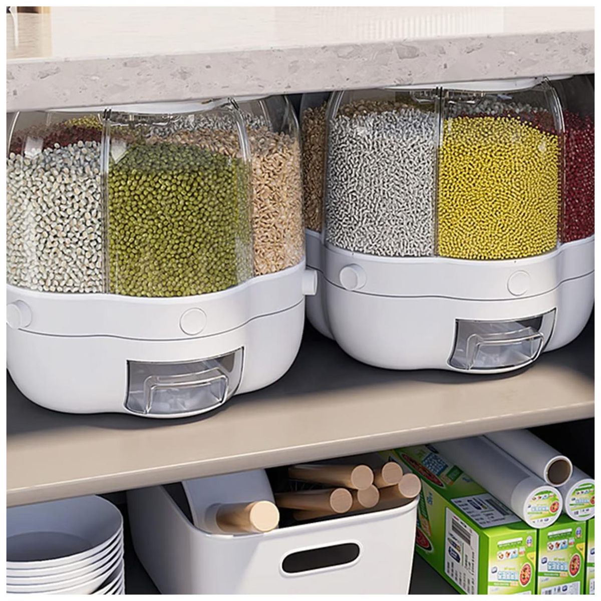 GENERICO - Dispensador De Granos Cereales Nueces Giratorio Cocina