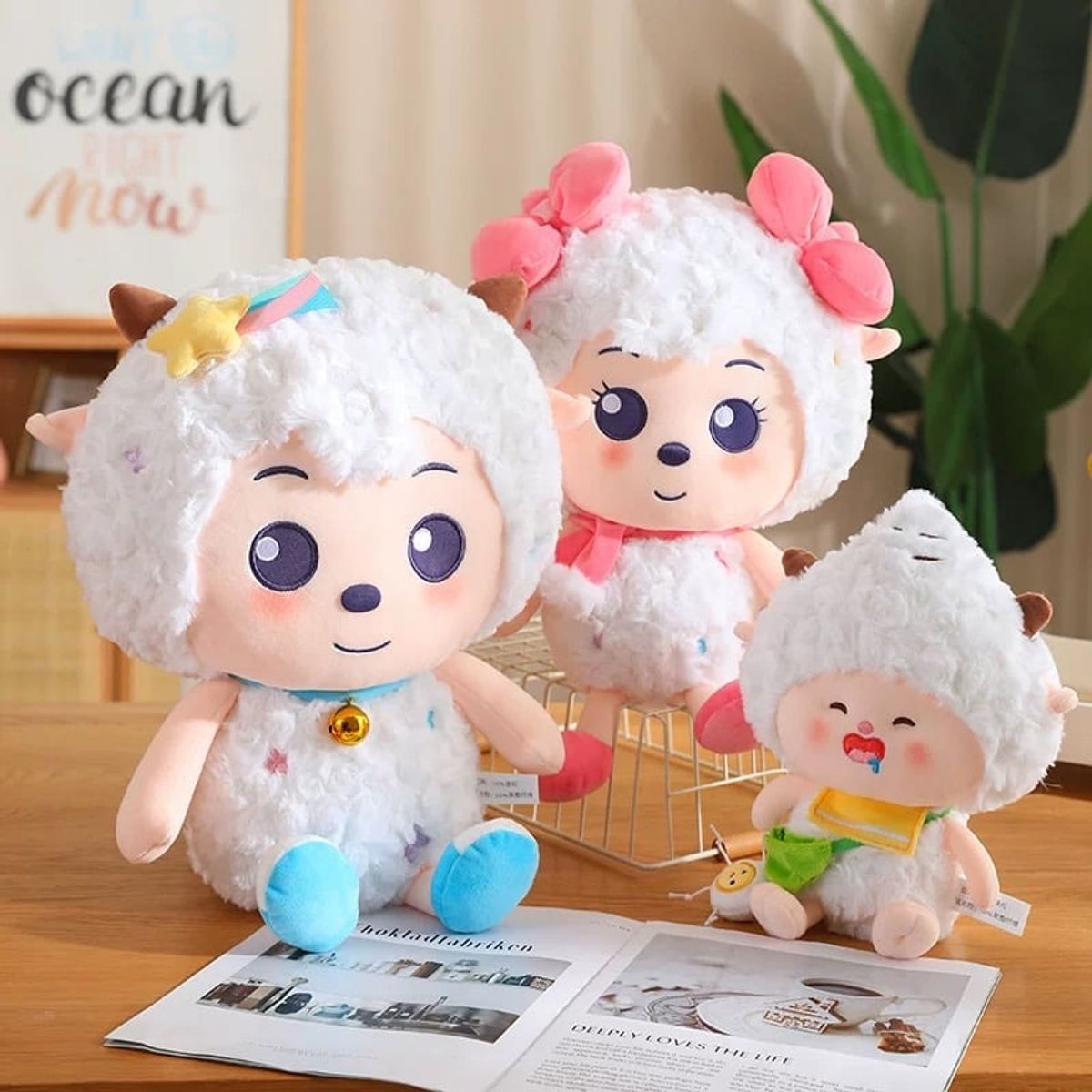 GENERICO - Peluche Oveja Kawaii 45cm Nuevo  Azul