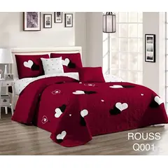 GENERICO - Cobertor Tipo Quilt de Verano / Cubrecamas 2 Plazas Rojo Corazones