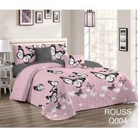 Cobertor Tipo Quilt de Verano / Cubrecamas 2 Plazas Rosa Mariposas