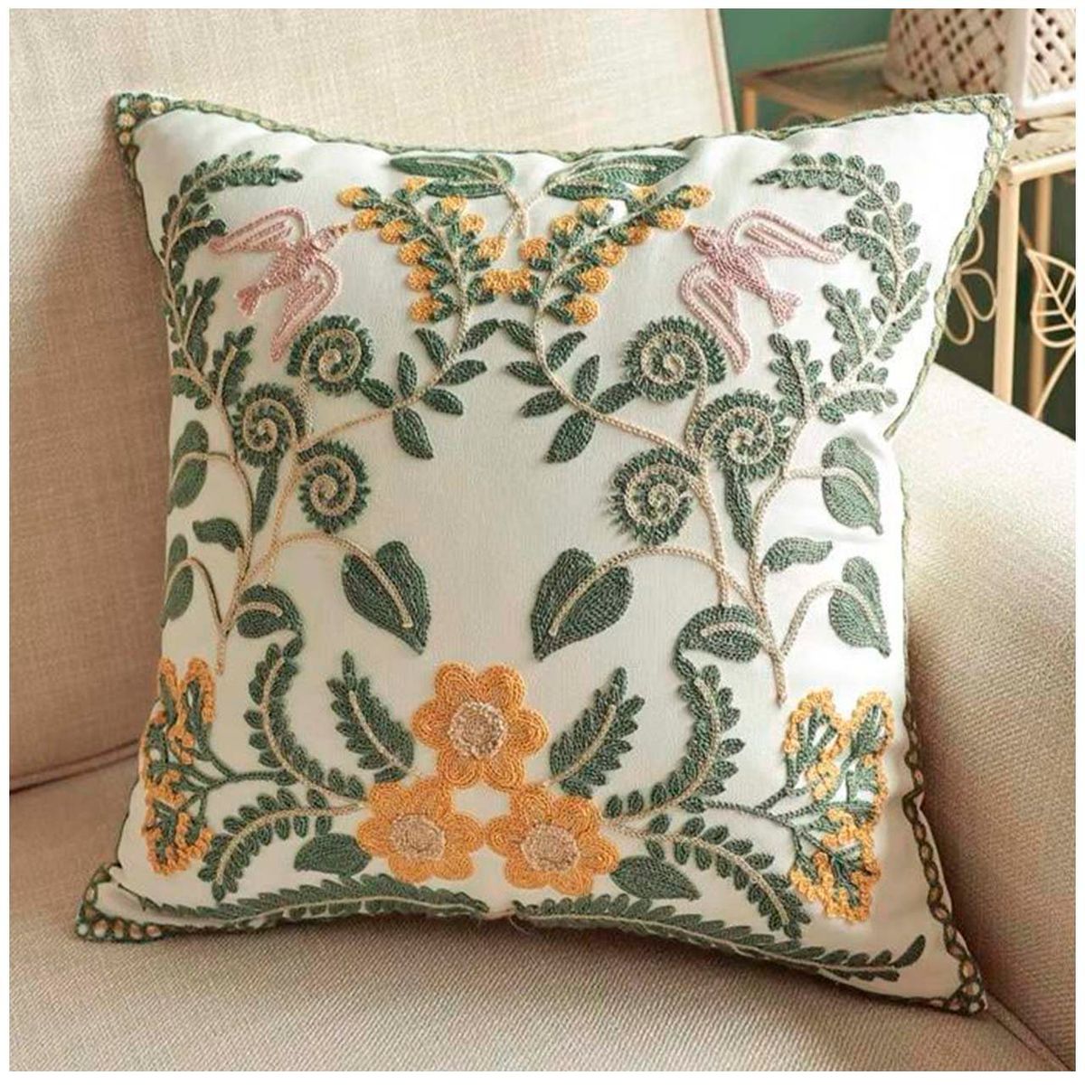 GENERICO - Pack De 02 Fundas Para Cojin Bordados 45x45 Cm mod08
