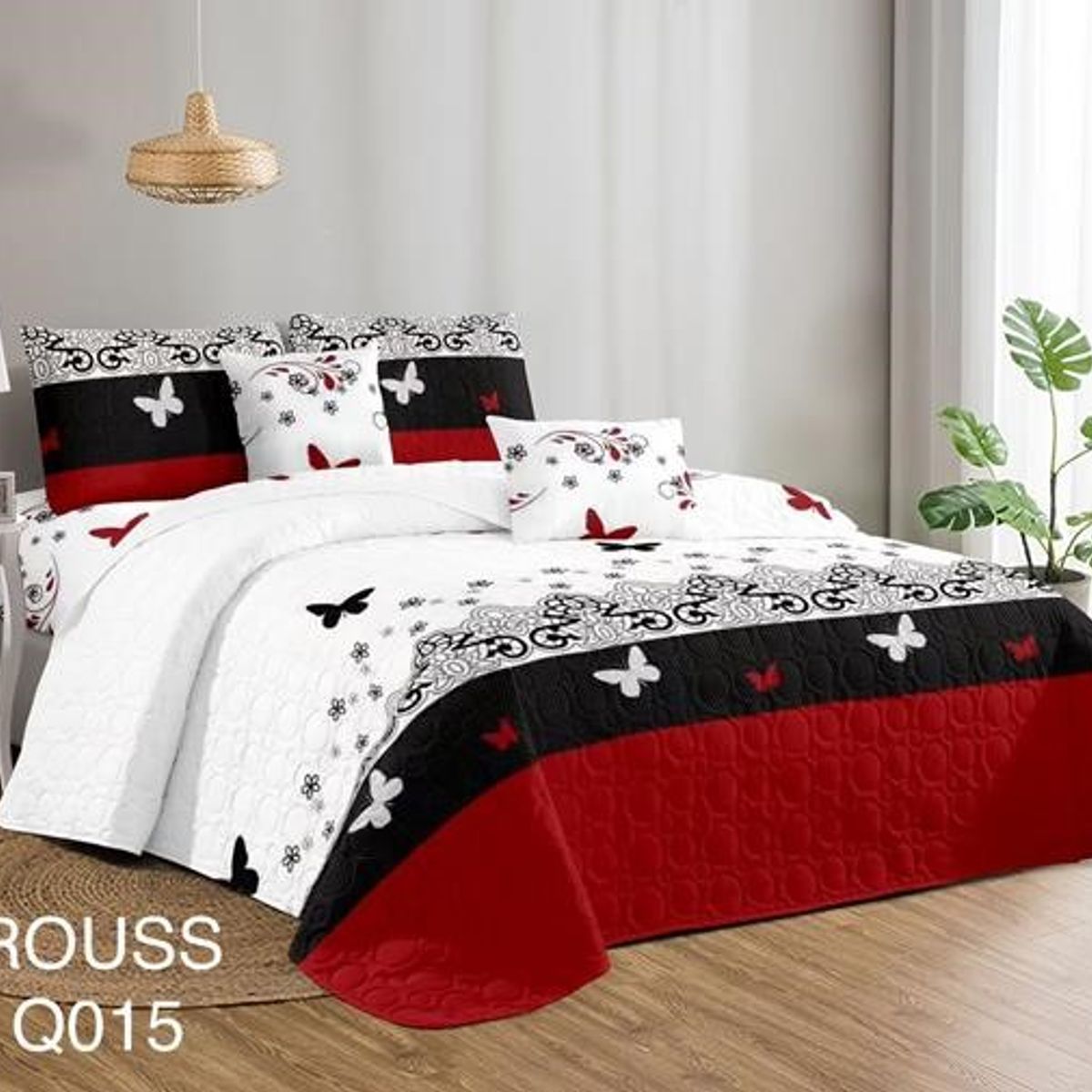 GENERICO - Cobertor Tipo Quilt de Verano / Cubrecamas 2 Plazas Diseño Mariposas