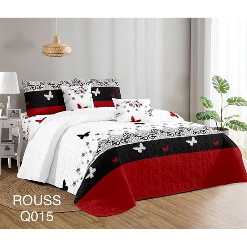 GENERICO - Cobertor Tipo Quilt de Verano / Cubrecamas 2 Plazas Diseño Mariposas