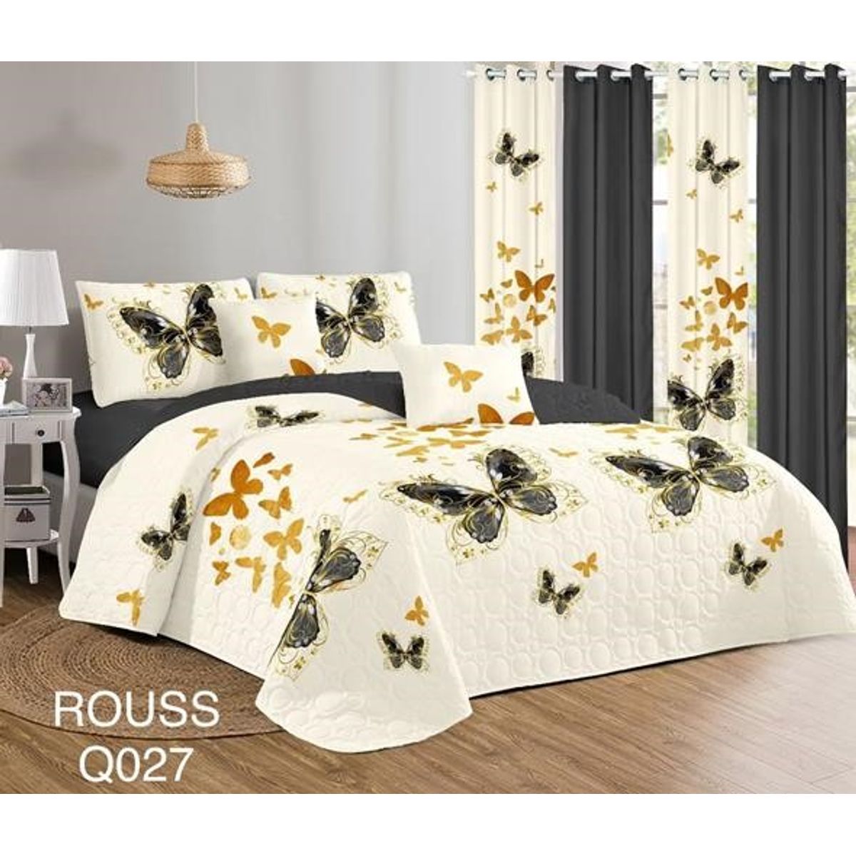 GENERICO - Cobertor Tipo Quilt de Verano / Cubrecamas 2 Plazas Mariposas